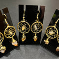 DreamCatcher Earrings Pair (Citrine Crystal)(Gold Plated)(Stainless Steel Hooks) Gemstone Jewelry Supply