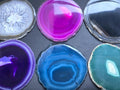 Round Circular Agate Slices (2 Pounds)(4.5 - 5.0 Inches)(Size #4) Two LBs Wholesale Pink Black Blue Natural Teal Pink Purple Mixed Colors