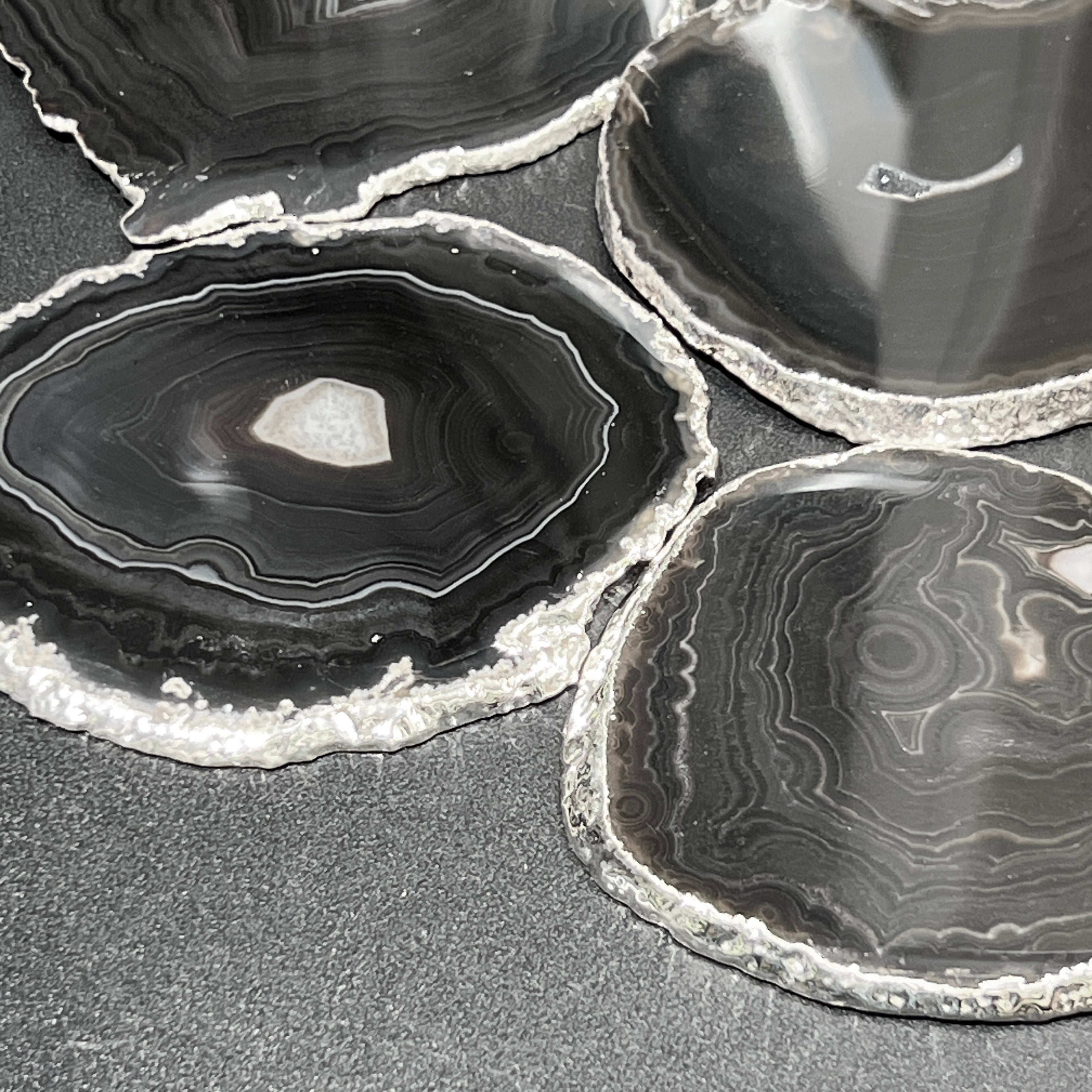 Agate Slice Coaster Silver Plated (4-5 Inches) Grade A Escort Place Cards