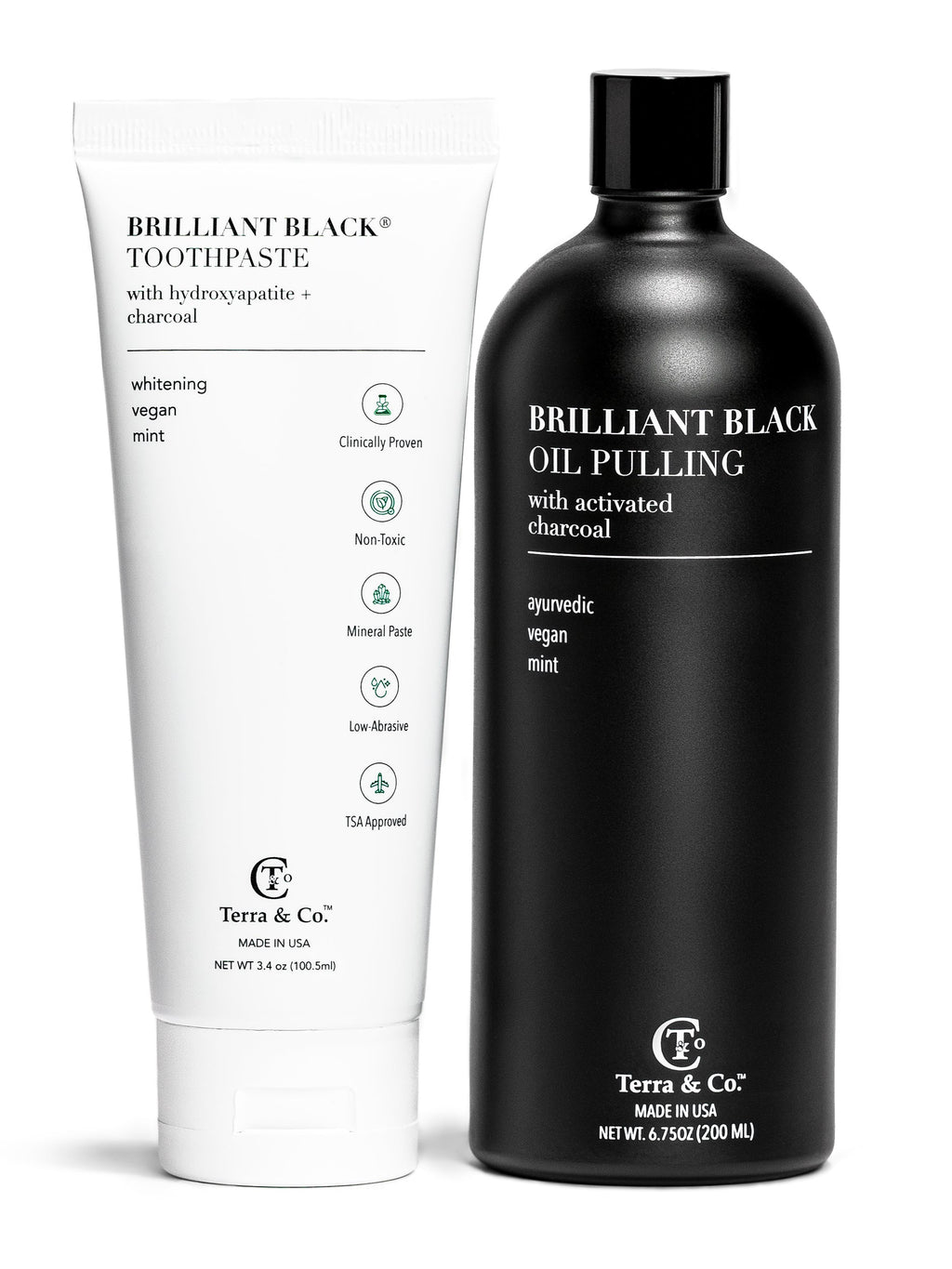 Charcoal Oil Pulling + Hydroxyapatite Toothpaste Bundle | Terra & Co.