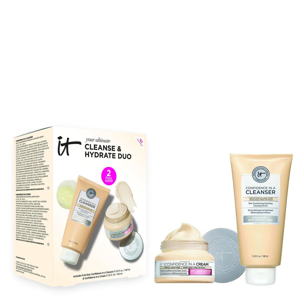 IT COSMETICS – 2-Piece Full Size Skincare Set with Facial Cleanser & Anti-Aging Hydrating Face Moisturizer – Vegan Kit