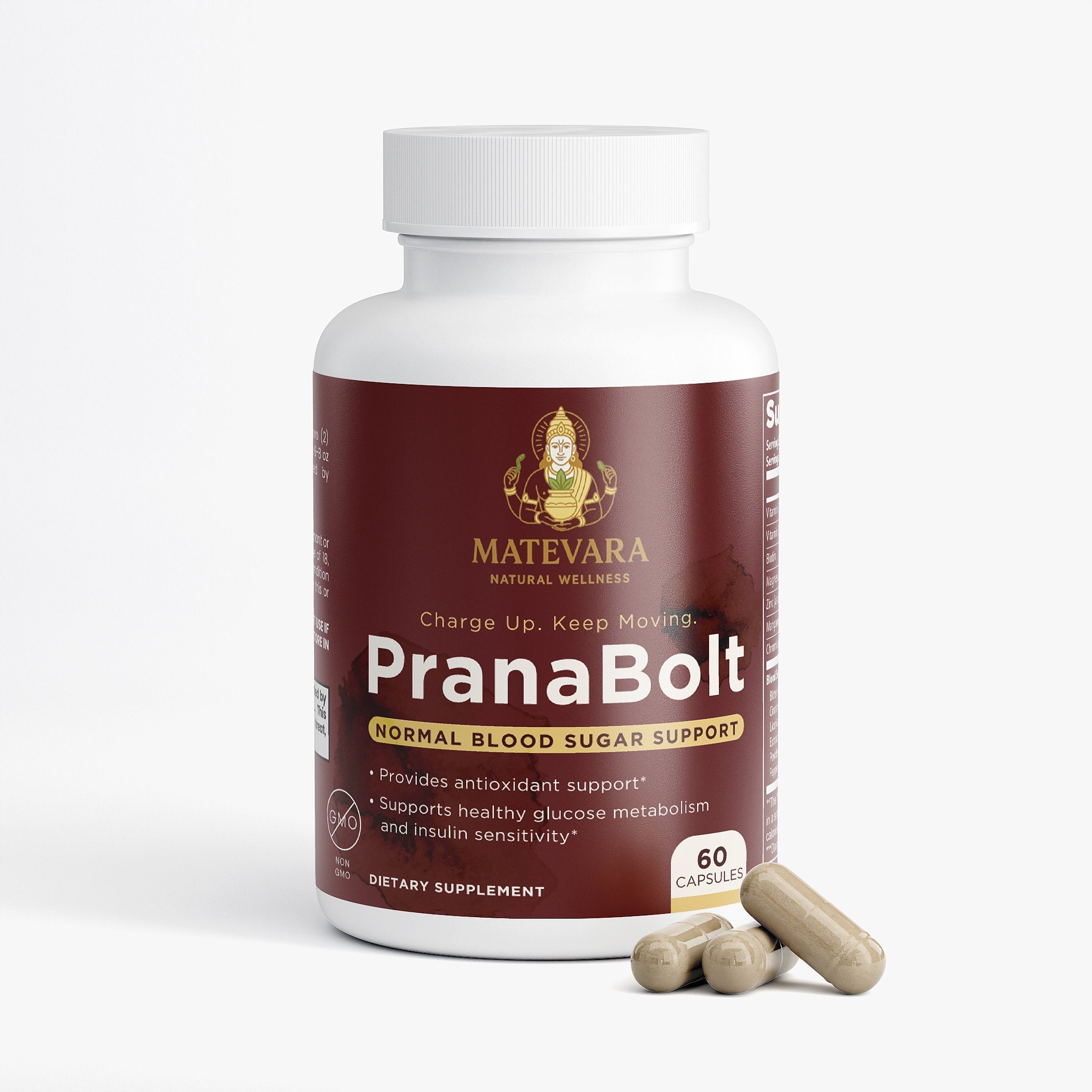 PranaBolt Blood Sugar Support | Glucose Metabolism Capsules | 60 Count